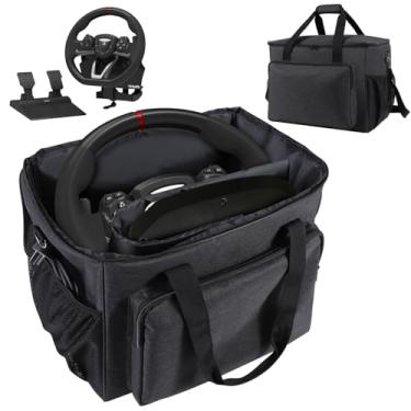 Imagem de Keureedg Storage Case for Driving Force Racing Wheel and Floor Pedals, Stainless Steel Paddle Shifters Organizer Steering Wheel Storage Cover for PS5 PS4 PC