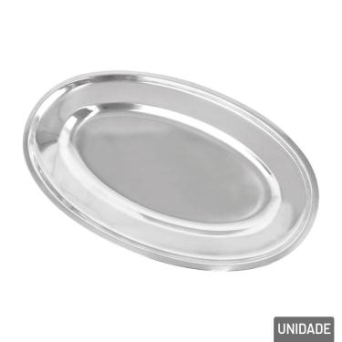 Imagem de Bandeja de Inox 30x19cm Oval Prata - Tudo em Caixa