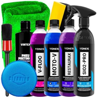 Imagem de Kit Automotivo Completos Vonixx Sio2-Pro Shampoo Moto-V V-Floc Acessórios Karbox