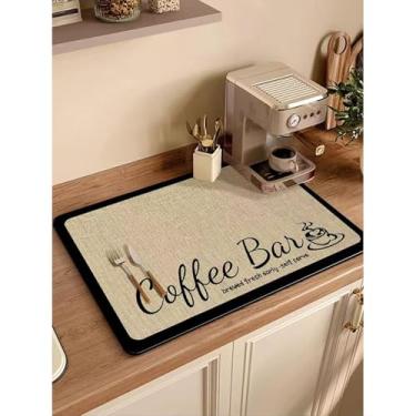 Imagem de Tapete de café, tapete de secagem de pratos para balcão de cozinha, tapete de borracha absorvente sob a cafeteira para bancada