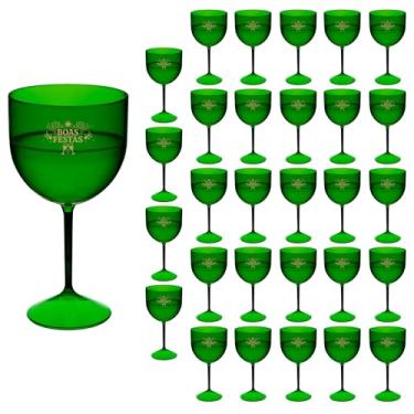 Imagem de Taça Acrílico Gin 500ml Boas Festas 30pçs (VERDE ESMERALDA)