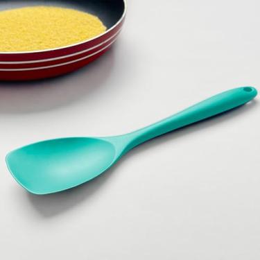 Imagem de Colher de espátula de silicone, colher de borracha resistente ao calor, raspadores flexíveis antiaderentes sem costura para assar, ferramenta de mistura, azul-petróleo