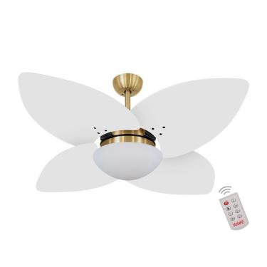 Imagem de Ventilador de Teto Dormamu Dourado 4 Pás Branco 127V com Controle