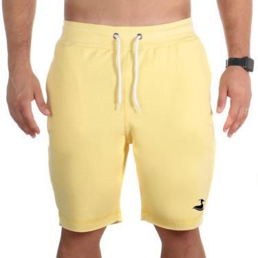 Imagem de Bermuda Short Moletom Algodão Masculino Bolsos Laterais e Traseiro Fecho Cordão Ajustavel