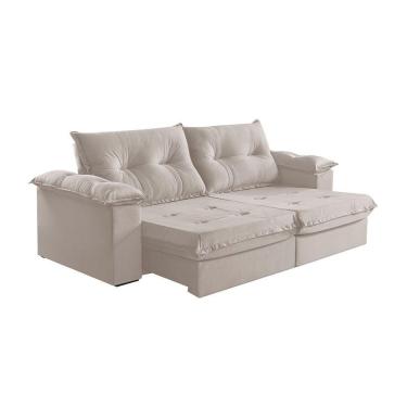 Imagem de Sofá 3 Lugares Retrátil E Reclinável Martins M-164 Veludo Creme