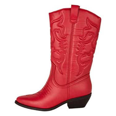 Imagem de KAYDAY Botas femininas caubói Western Rodeo Fashion Outfit Sissy, Vermelho Str Pu, 41