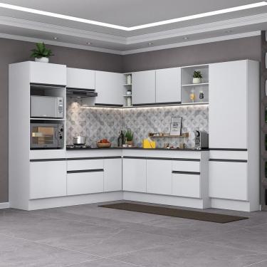 Imagem de Armário De Cozinha Completa De Canto Branco/preto