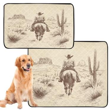 Imagem de CEBUGI Almofadas de xixi laváveis para cães, pacote com 3, almofadas impermeáveis para filhotes de cachorro, antiderrapantes, à prova de vazamento, para cercadinho, cama de cowboy