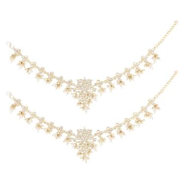 Imagem de I Jewels Tornozeleira indiana de Bollywood banhada a ouro ajustável Kundan Pearl Payal para mulheres (A065W)