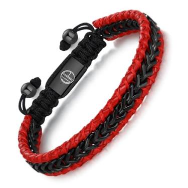 Imagem de WP WEPICK Pulseira masculina de couro banhado a ouro 18 quilates para homens e mulheres, ajustável, pulseira de couro trançada, feita à mão, feita à mão, For Wrist 6.5-8 Inch, Sem Pedra Preciosa