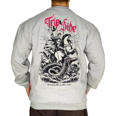 Imagem de Blusa Moletom Gola Careca Trip Side São Jorge Cinza CAR07-Masculino