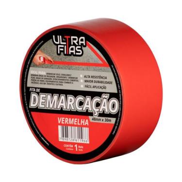 Imagem de Fita Adesiva Demarcação Solo Resistente 30 Metros Vermelho Ultra Fitas