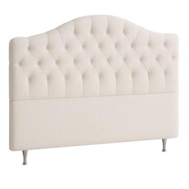 Imagem de Cabeceira Cama Box King 195 cm Dunas Bouclé Off White - Nexta Casa