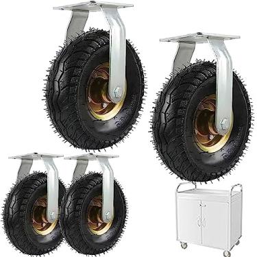 Imagem de Rodas giratórias pneumáticas resistentes com absorção de choque, rodas de borracha de substituição para carrinhos, transporte industrial, tubos internos duráveis para cargas pesadas