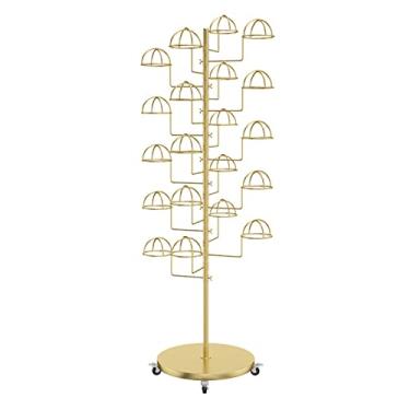 Imagem de Rack de armazenamento móvel independente com rodas – suporte de exibição de chapéus e perucas de várias camadas, prateleira comercial para 20 chapéus de caubói, organizador elegante para uso em