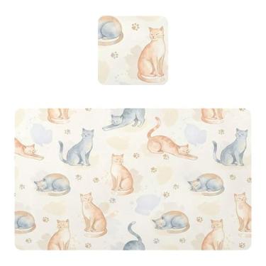 Imagem de Burbuja Jogo americano para gatos conjunto de 4 para mesa de jantar, tapetes de mesa de PVC à prova d'água, antiderrapantes, resistentes ao calor, fáceis de limpar, 30 x 45 cm