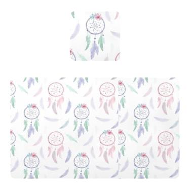 Imagem de Burbuja Jogo americano Dreamcatcher, conjunto de 4 para mesa de jantar, tapetes de mesa de cozinha antiderrapantes resistentes ao calor, fáceis de limpar, 30 x 45 cm