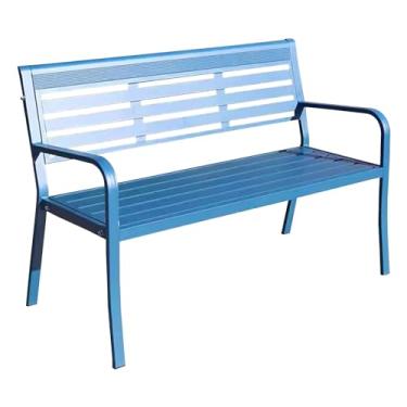Imagem de Banco de parque, banco de metal ao ar livre, moldura de metal de alumínio fundido, bancos de parque, para varanda, gramado, jardim, quintal (cor: verde, tamanho: 125 cm-B)