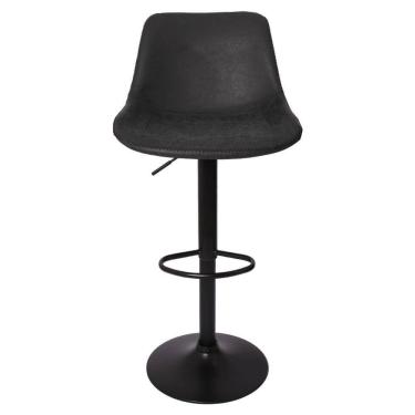 Imagem de Banqueta Alta Estofada c/encosto p/Cozinha Gir.Preta