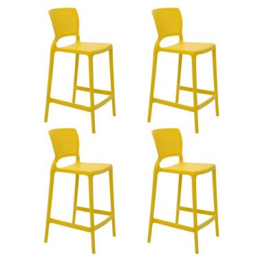 Imagem de Kit 4 Cadeiras Tramontina Safira Alta Residência Em Polipropileno E Fibra De Vidro Amarelo 92128000