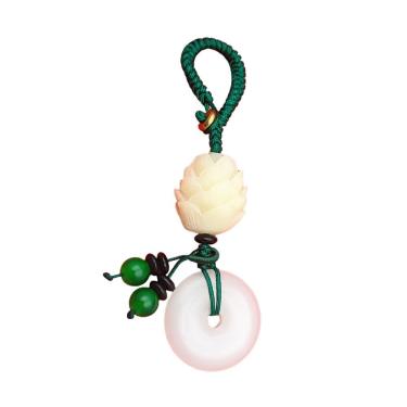 Imagem de Pingente de chaveiro Creative White Jade Lotus Peace Disc