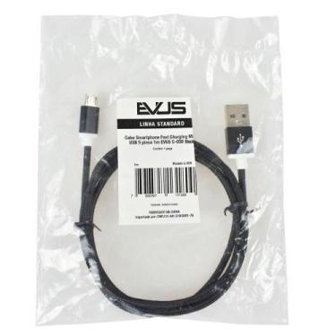 Imagem de Cabo Usb Evus Fast Charge Micro Usb 5p 1.0m C-058 Preto