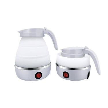 Imagem de Chaleira Eletrica Dobravel Jarra Bule Silicone 600w 220V 600ml Portatil Branco