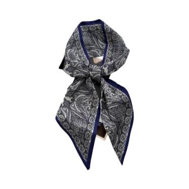 Imagem de Lenço De Seda Longo Com Estampa Floral Para Mulheres, Fita Para Cabelo