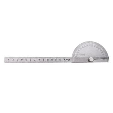 Imagem de dailymall Medidor de ângulo de transferidor de 180 graus com régua de aço rotativa de nível de espirito 150 mm