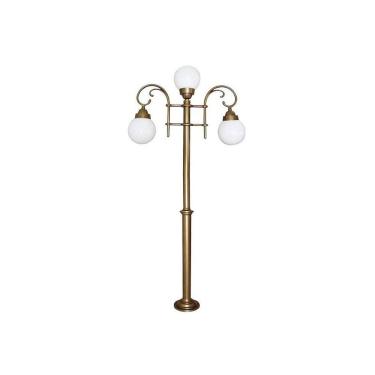 Imagem de Poste Colonial Miami para Jardim de Alumínio 03 Globos 3,07m