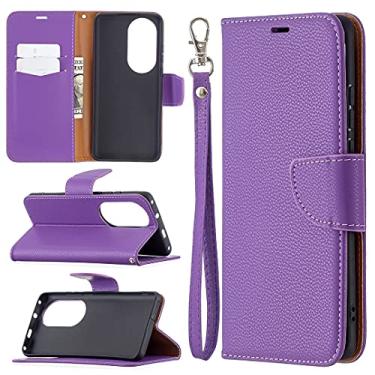 Imagem de HONGYAN Capa de telefone Para Huawei P50 Pro Litchi Textura Pure Color Horizontal Caixa De Couro Flip Com Holder & Cart Slots & Carteira & Cordão Capa protetora