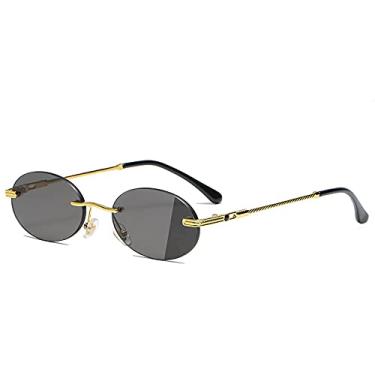 Imagem de Óculos de Sol Redondos Moda Mulher Homens Metal Vintage Ocean Shades Design Luxo Exterior Óculos de Condução, A06 Preto, A