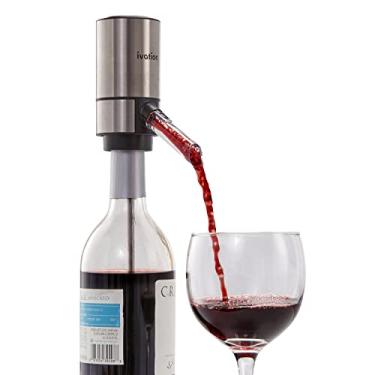 Imagem de Ivation Conjunto de dispensador e aerador de vinho de aço inoxidável | Bico de vinho universal operado por bateria elétrica com dispensador automático de botão, controle de aeração, haste de extensão de aço inoxidável e suporte de armazenamento