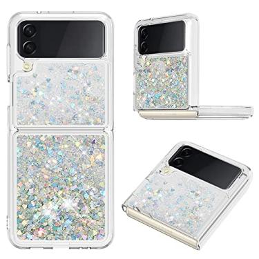 Imagem de CQUUKOI Capa de areia movediça para Samsung Galaxy Z Flip 3 2021 luxo bonito brilho glitter líquido capa flutuante macia TPU transparente para Samsung 5G meninas mulheres (A9, Galaxy Z Flip 4)
