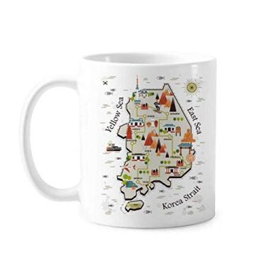 Imagem de Coreia do Sul Marcos Caneca de cerâmica cerâmica com mapa de viagem