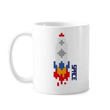 Imagem de Navio Espacial Foguete Fogo Universo Pixel Caneca Cerâmica Cerâmica Copo de Porcelana