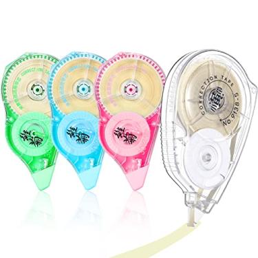 Imagem de 4 peças de fita corretiva cor creme bege fita corretiva borracha 3,5 m de comprimento para material de escritório escolar artesanato, anotações, diário, cor da caixa pode variar