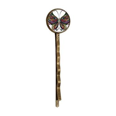 Imagem de Bonita borboleta colorida decorativa asas retrô de metal para cabelo Bobby Pin Headwear