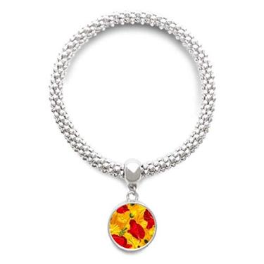 Imagem de DIYthinker Pulseira de prata de milho com flores em lona, pingente ajustável