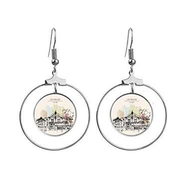 Imagem de Um pequeno cubo em Chengdu da China brincos pendurados argola joia círculo gota