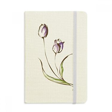 Imagem de Caderno de flores roxas tulipas vegetarianas oficiais de tecido capa dura para diário clássico