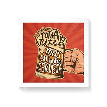 Imagem de Arte Maníacos Quadro decorativo com moldura caixa branca em Madeira - Só Tinha Cerveja - 30x30cm