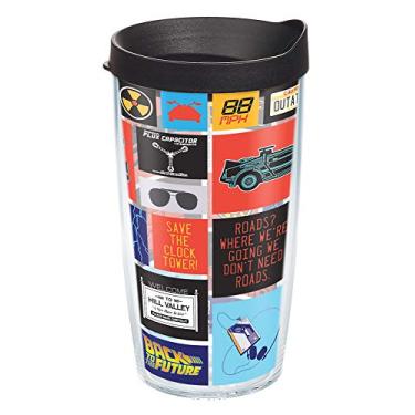 Imagem de Tervis Copo de viagem com isolamento de parede dupla feito de volta para o futuro mantém as bebidas frias e quentes, 473 ml, clássico