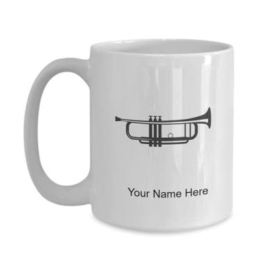 Imagem de Caneca personalizada Vector-trompete – Caneca de café para amantes de trompete – Caneca de café de 425 g