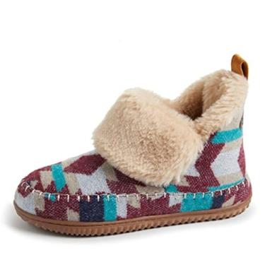 Imagem de Dearfoams Pantufa feminina Moritz aconchegante para uso interno e externo, Cabernet, 9-10