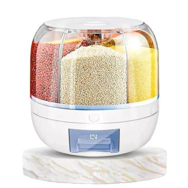 Imagem de Dispenser Giratório para Cereais Grãos Alimentos com 6 Divisórias