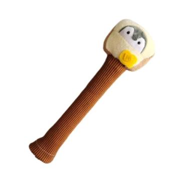 Imagem de Dynwave Capa de alça de raquete de badminton de malha bonito animal de pelúcia boneca aperto de tênis para mulheres masculino antiderrapante protetor de, Pinguim Amarelo