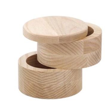 Imagem de Saleiro Duplo em Madeira com Tampa Giratória Natural 10 cm- Oxford