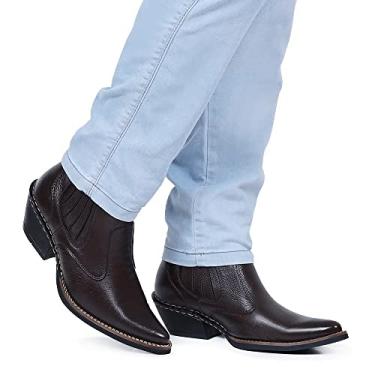 Imagem de Bota Botina Masculina Country em Couro Lisa Bico Fino JNA SHOES