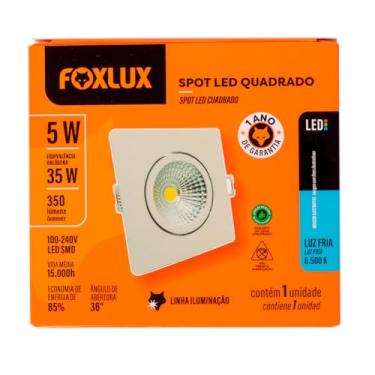 Imagem de Foxlux Spot LED 5W Quadrado 6500K Bivolt